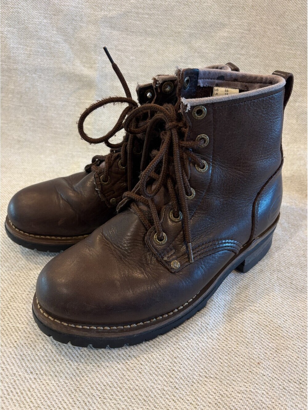 Vintage 90s Skechers Cascades Logger Boots Brown Leather Chunky Lug Womens 9.5